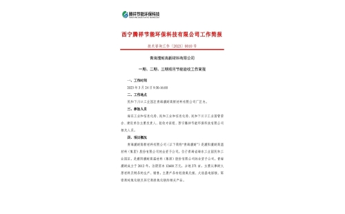 青海濮耐高新材料有限公司一期、二期、三期項目節(jié)能驗收工作簡報